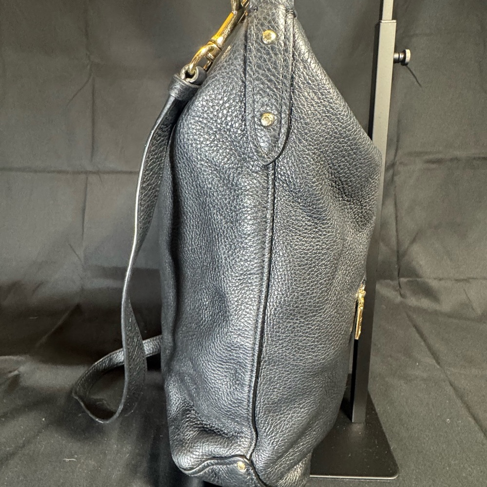Coach Black Leather Shoulder Bag with Gold Accents - Picture 7 of 12